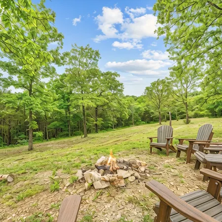 Branson Tiny Home on 52 Acres w/ Private Stocked Pond 1/4 mile hike from home!