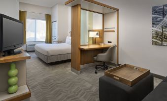 a hotel room with a bed , desk , and chair , as well as a tv on the wall at SpringHill Suites Alexandria