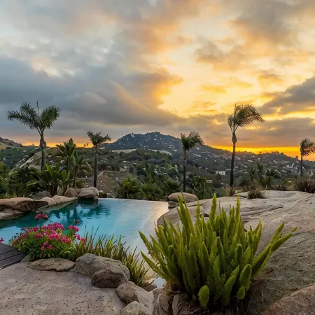 Castle on a hill, breathtaking views, surrounded with pools, trees, and lawn