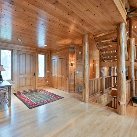 Custom-Built Log Cabin Family Friendly Home on Round Lake, Close to Trails!