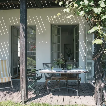 Turmvilla Ground Floor: Terrace with Pergola, Wood-Burning Stove and Water Access