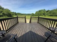 Camp under Blue Ridge Mtn sky river A Frame Cabin