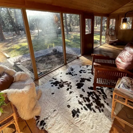 Wooden A-Frame Cabin Nestled in the Tall Pines