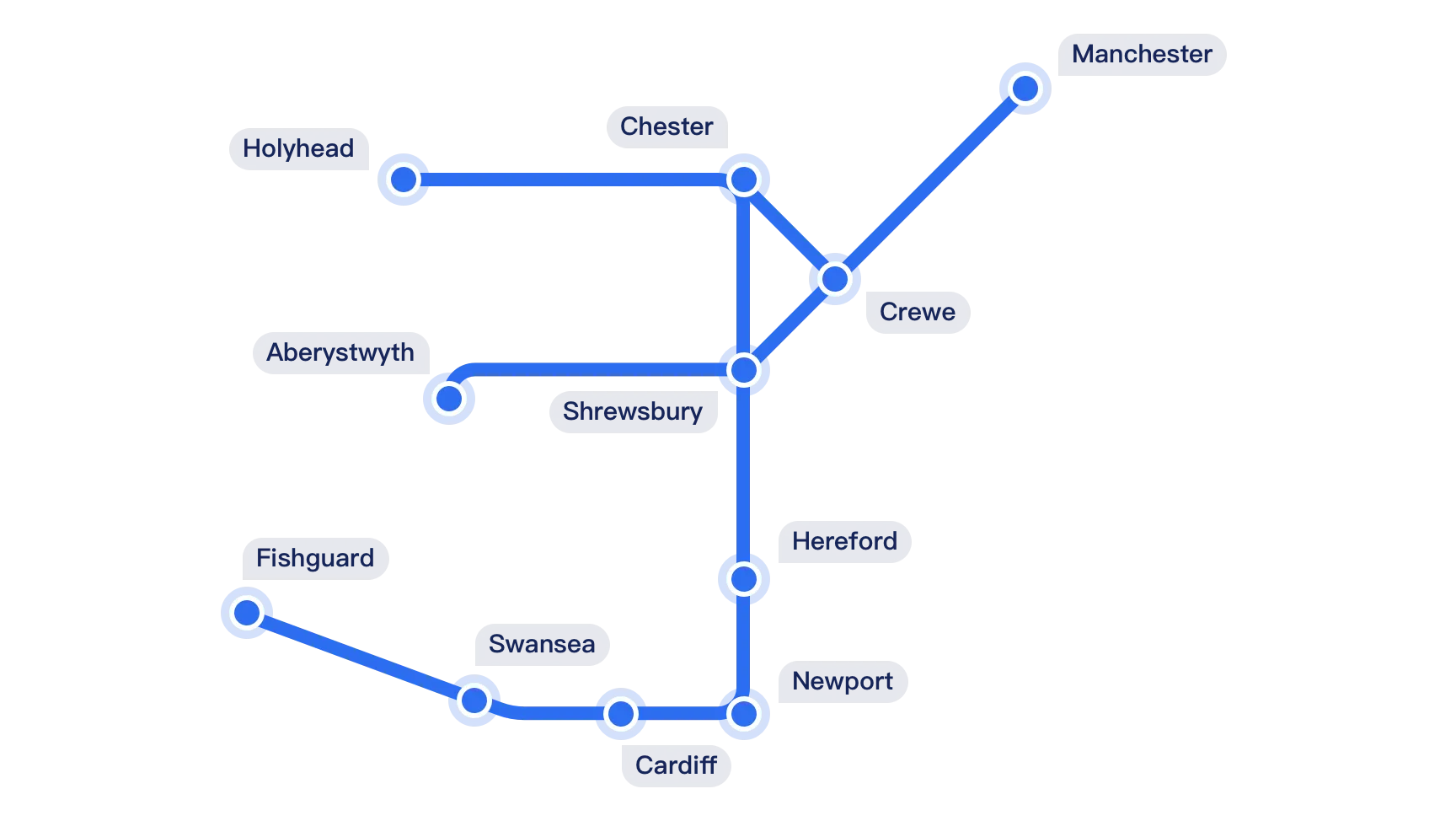 Carte des itinéraires Transport for Wales