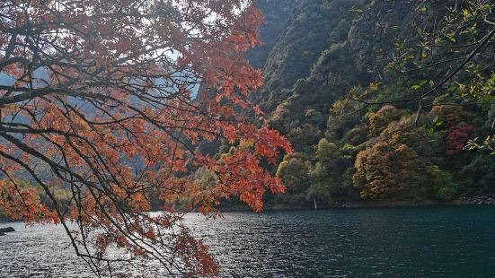 清澈透明的海子，藍天白雲，碧波蕩漾，金秋彩林，美的令人窒息！