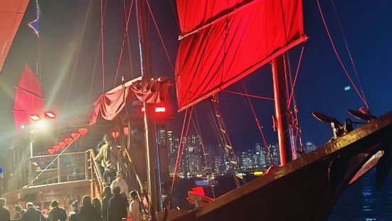 香港的夜景非常nice，船很醒目，辨识度高。船员服务非常好，