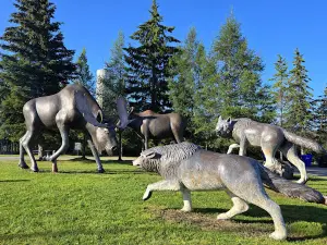 Moose and Wolves statue