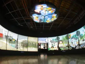 Shadow-cut picture, glass, music box museum of the world