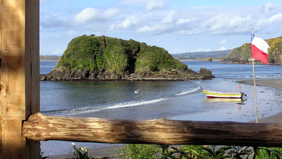camping blue sea on Chiloe Island
