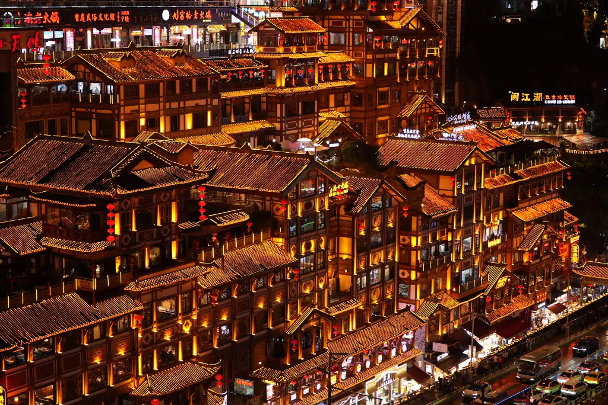 Chongqing Attractions - Night Views and River Cruises Hongya Cave