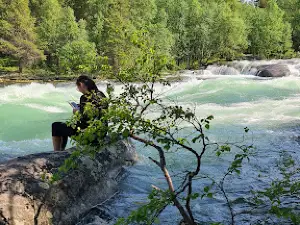 View point over mountain river