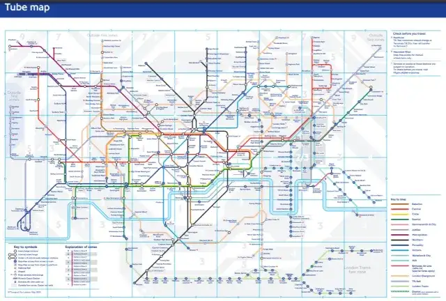 倫敦地下鐵圖 (Source: Transport of London)