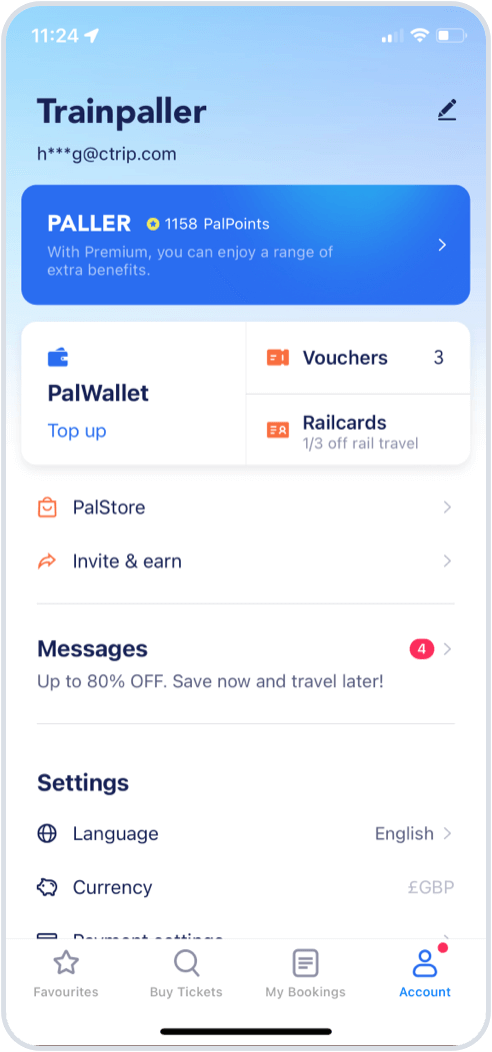 You’ll find your Railcard in the Account tab of the app. Please make sure you're signed into the app with the same account you used to buy your Railcard