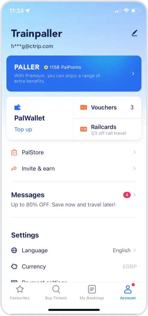 You’ll find your Railcard in the Account tab of the app. Please make sure you're signed into the app with the same account you used to buy your Railcard