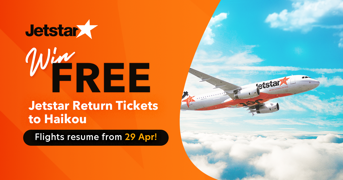 Win FREE Jetstar Return Tickets to Haikou