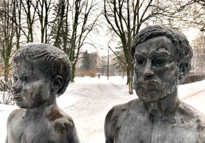 Father and Son' sculpture