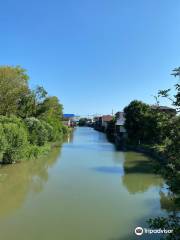 Suspension bridge across the river Dagomys