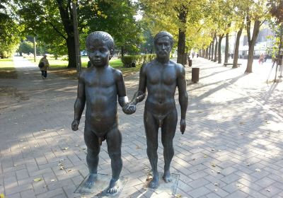 Father and Son' sculpture