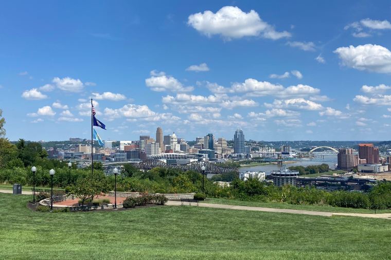 Refreshing park under the city skyline, Devou Park in Covington