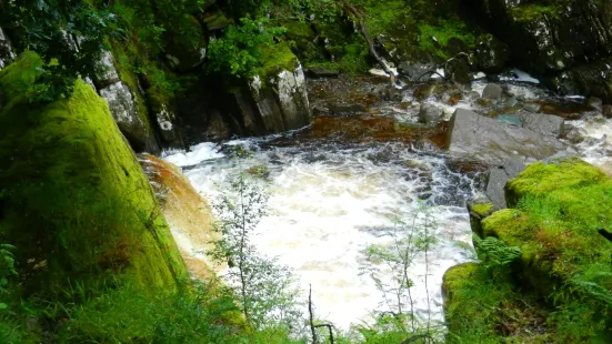 Bracklinn Falls Bridge and Callander Crags