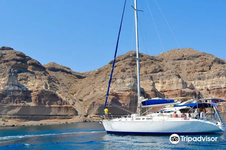 Black and Blue Sailing Santorini