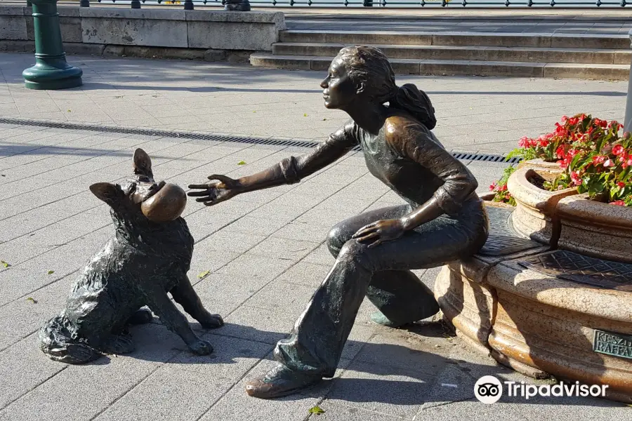 Girl With Her Dog Statue