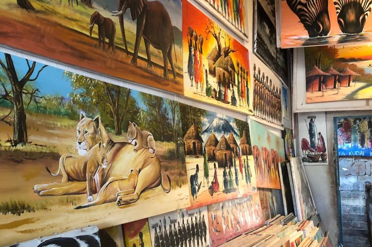 Some of beautiful art for sale in Mwenge Woodcarvers Market, Dar es Salaam 