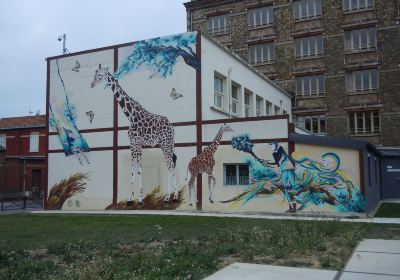 Fresque Petite Fille et Girafes