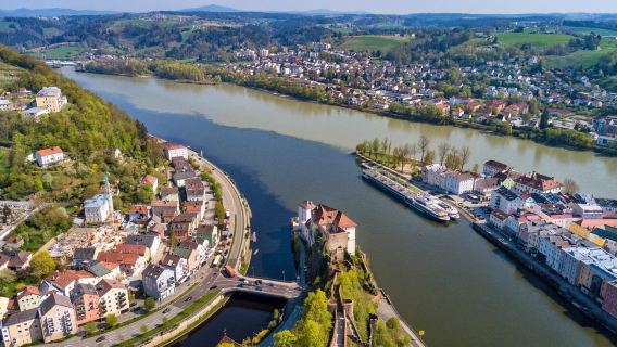 Meeting Point of Danube and Inn Rivers