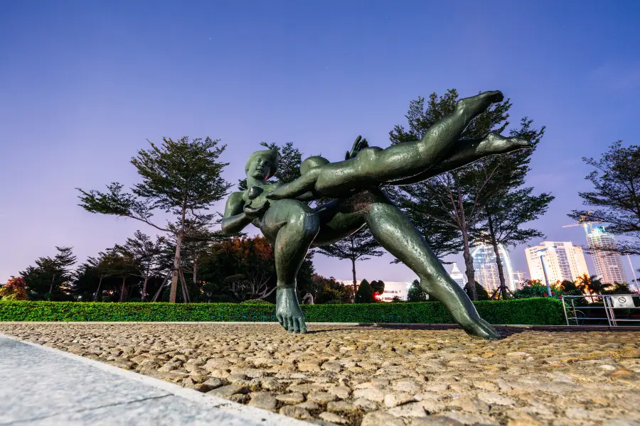 Bronze Statue of Mother and Son