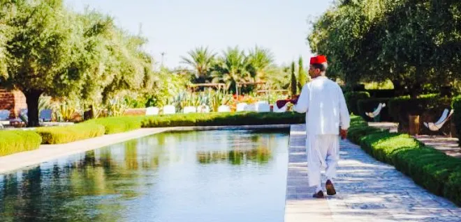 Restaurant of the swimming pool of the BELDI Country Club