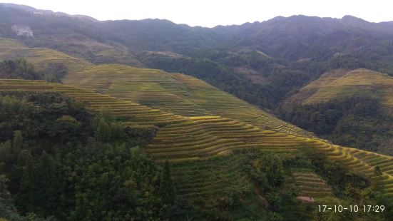 交通不太方便，车子只能开到山脚下，住宿的人们大包小包地走着崎