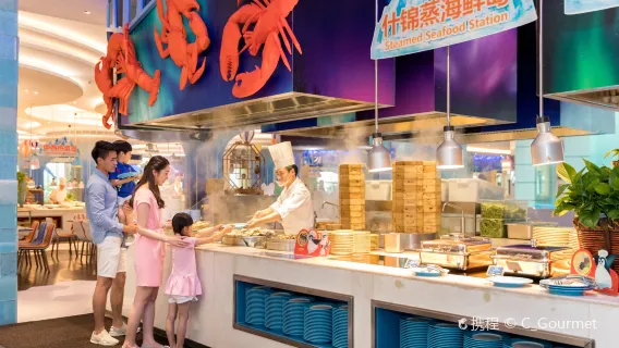 voucher buffet cho hai người tại Nhà hàng buffet Chim cánh cụt Hoàng đế tại Khách sạn Chim cánh cụt Trường Long Chu Hải - bữa sáng/trưa/tối/vé combo sáng trưa