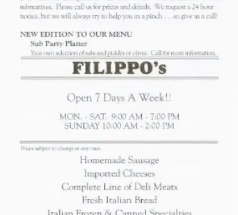 Filippo's Italian Specialties