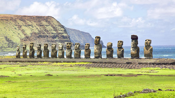 Ornamental Stone Statues Appreciating on Easter Island