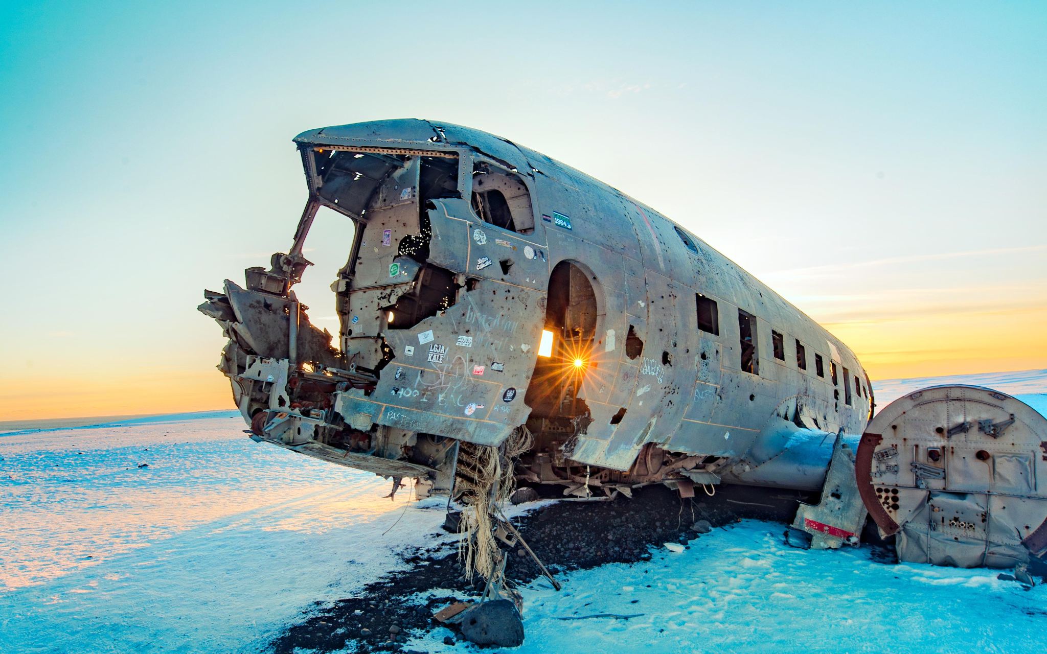 ATV Motorcycle Adventure to the Crashed DC 3 Plane on Iceland's South Coast Black Sand Beach