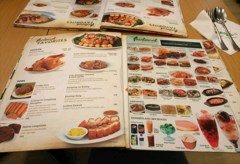 Aristocrat menu deals