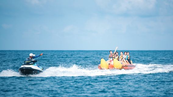 South Bali: South Bay Banana Boat Tour, Uluwatu Temple, Garuda Wisnu Kencana, and Jimbaran Sunset one-day tour