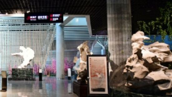 柳州奇石馆位于博览园东南区, 是一座呈流线状的仿奇石造型的建