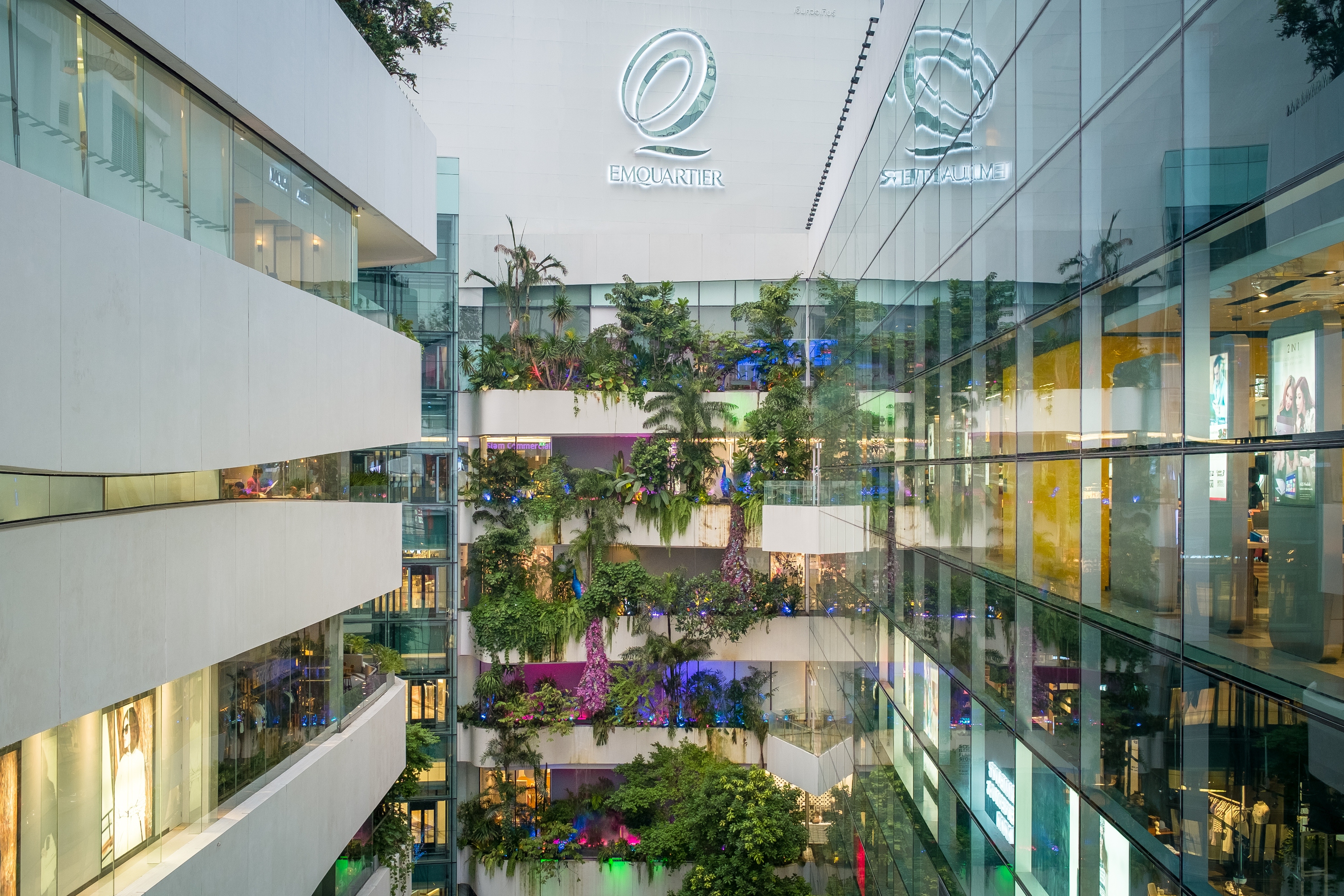 Green vertical interior design of Emquartier shopping mall dining floors  Bangkok Thailand Ornament