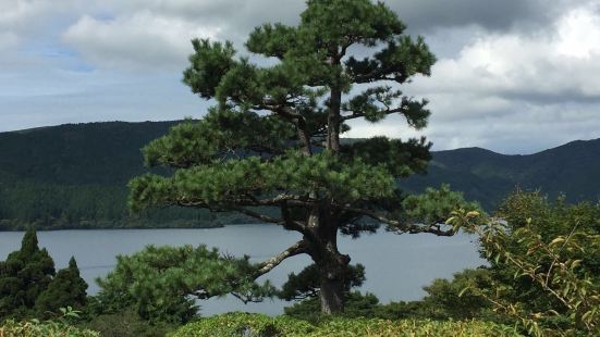 乘登山巴士去，就在芦之湖旁边，为了远眺富士山，并沿湖步行去箱