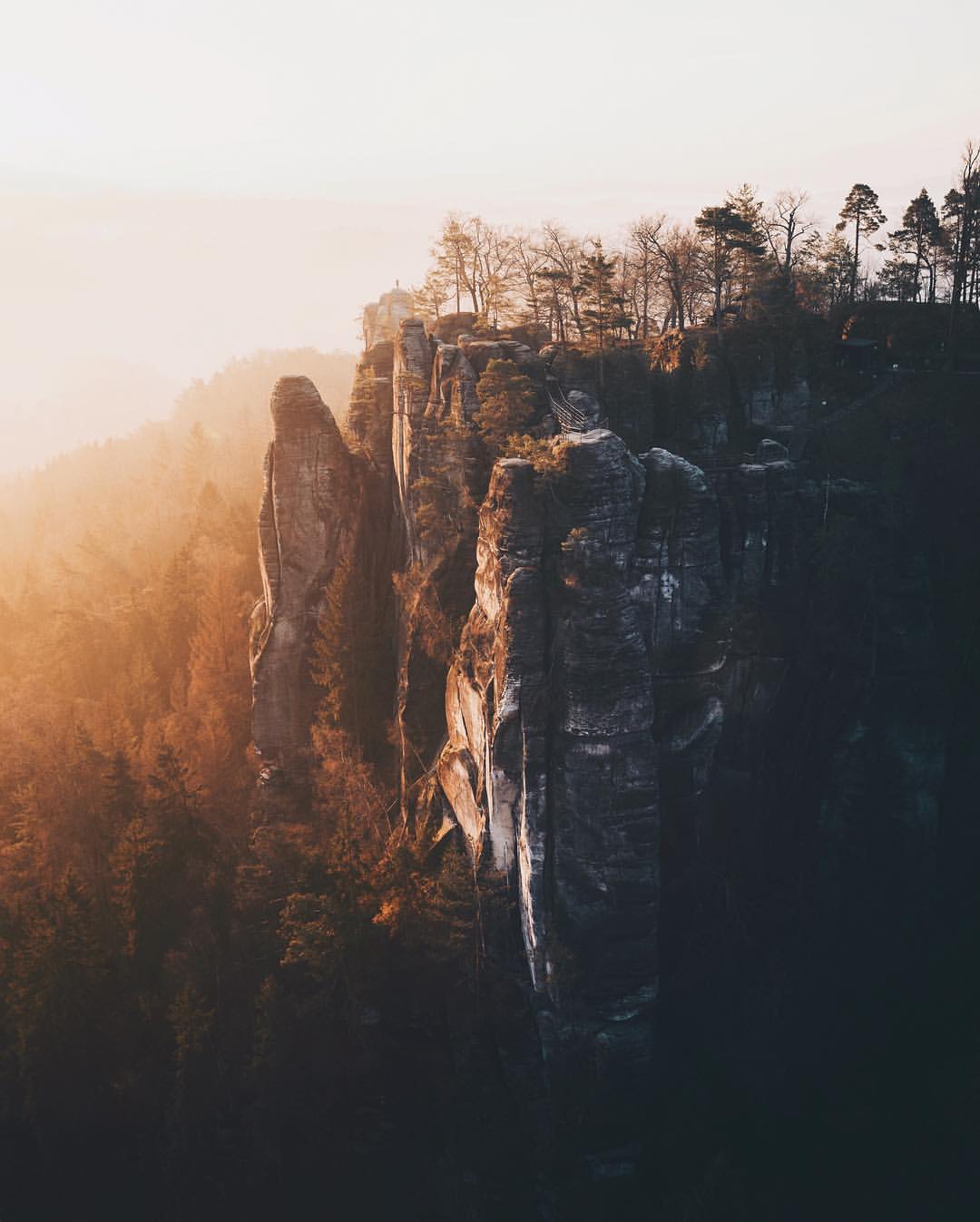 Witnessed this beautiful sunrise in late autumn at one of my favorite places. The Elbe Sandstone Mountains in eastern Germany.