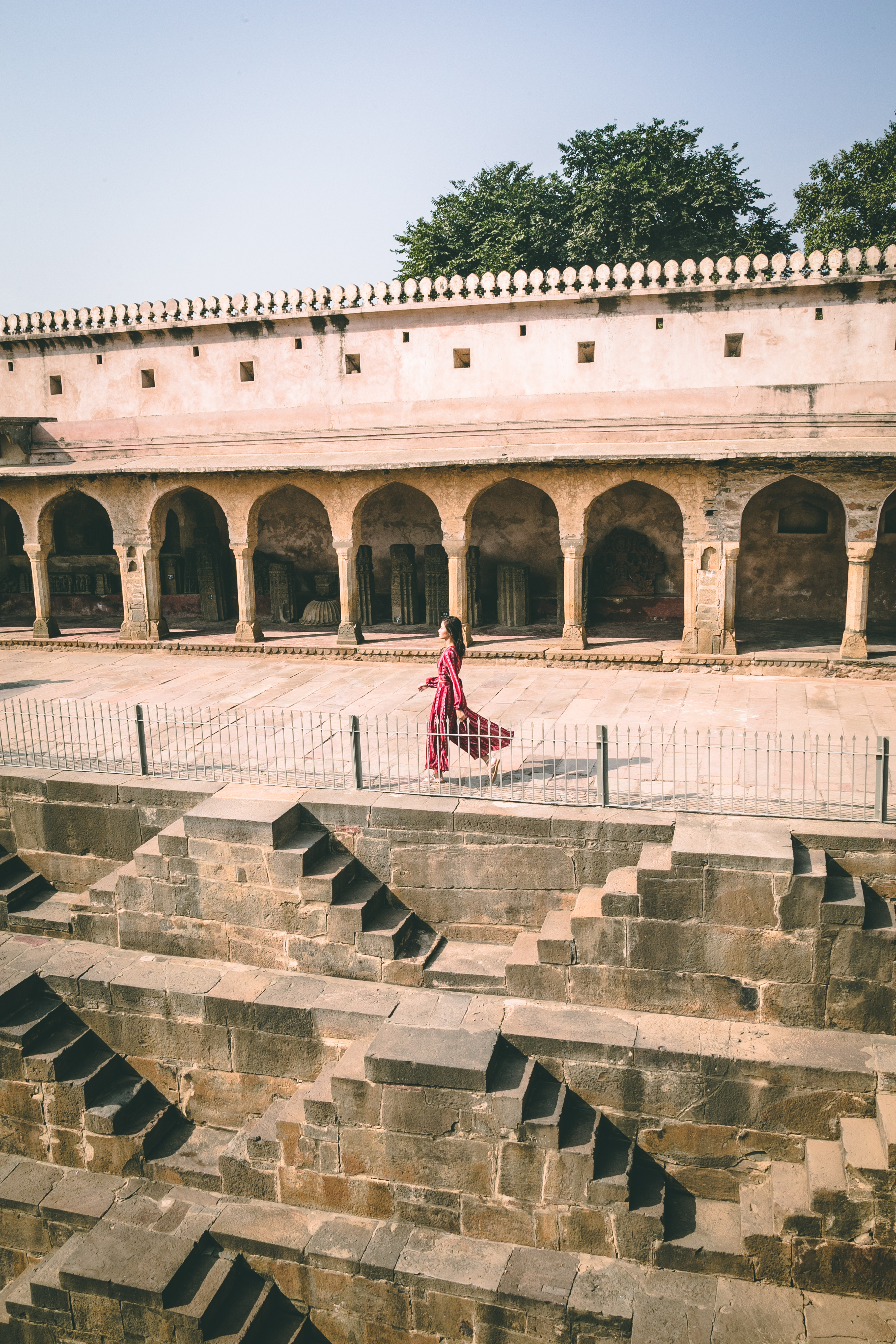 The water of this massive abhaneri step well is built in the 8th centuries, and was reached by 3,500 steps.