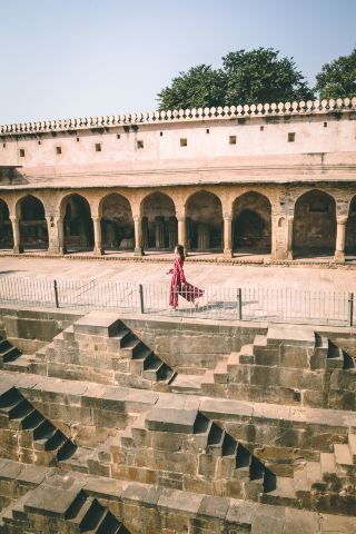 The water of this massive abhaneri step well is built in the 8th centuries, and was reached by 3,500 steps.