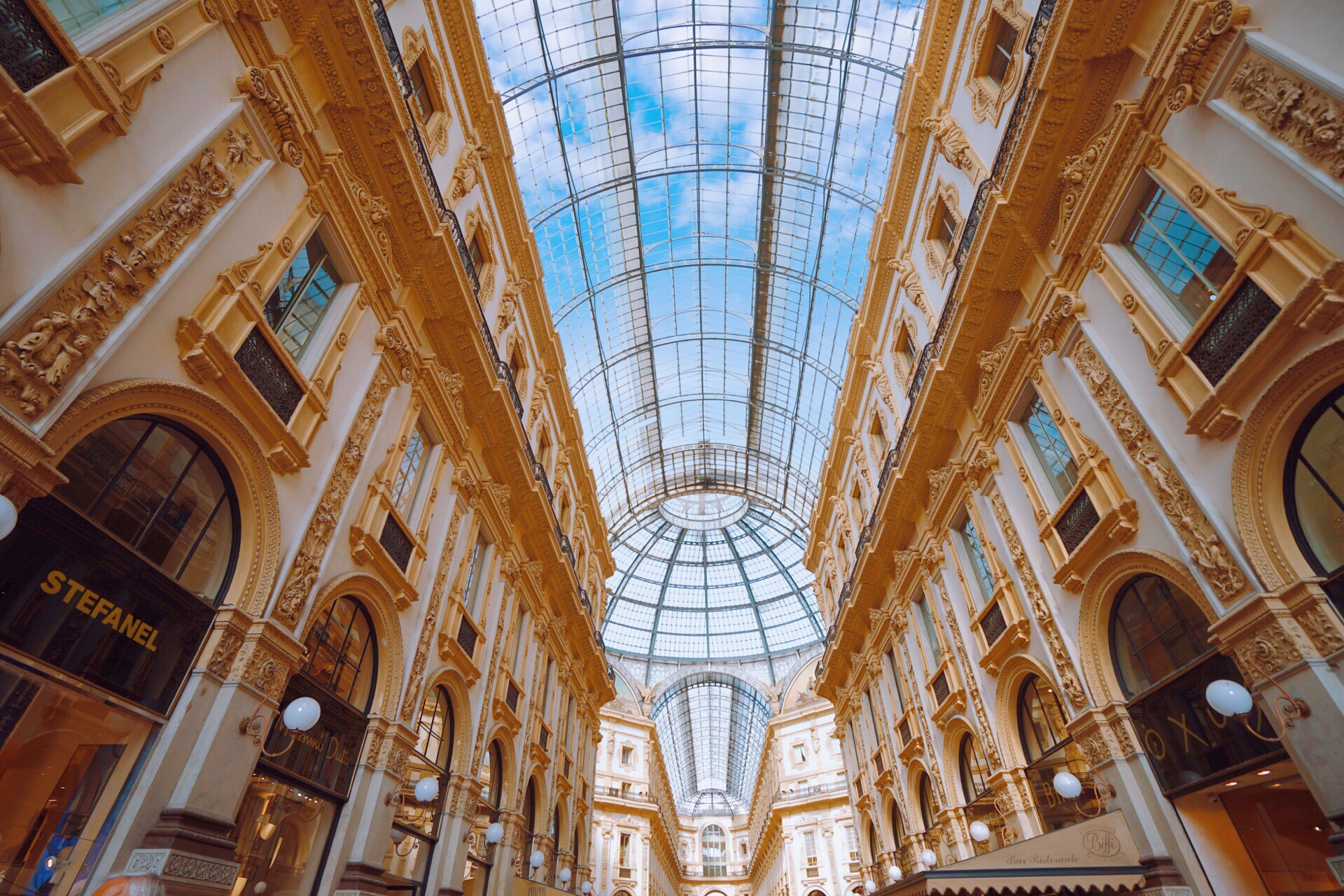 The Golden Glow of Lights in the Galleria Vittorio Emanuele II at