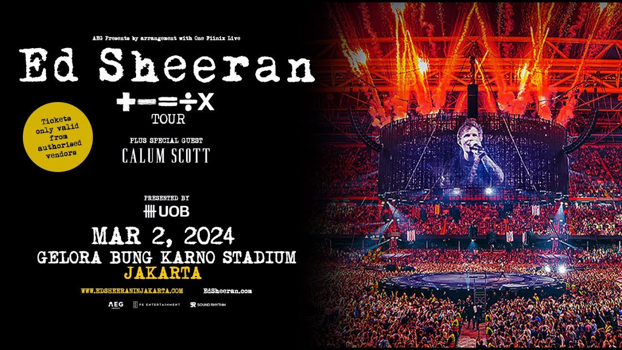 艾德演唱會 Ed Sheeran 2024 雅加達站｜世界巡迴演唱會 +–=÷× Tour | 朋卡諾體育場主場館