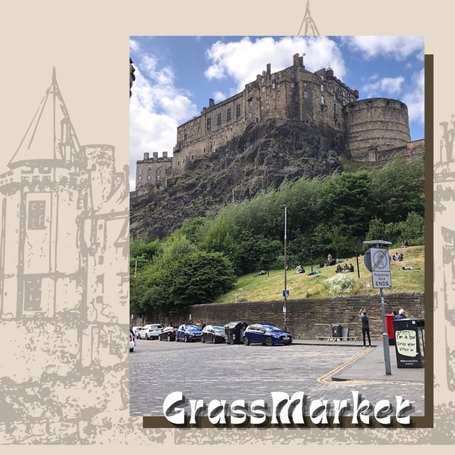 在古老廣場GrassMarket近距離看愛丁堡城堡