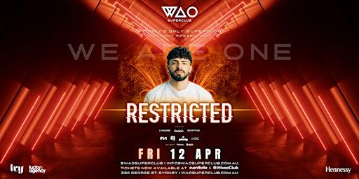 FRI 12 APR - RESTRICTED @ WAO SUPERCLUB | ivy precinct