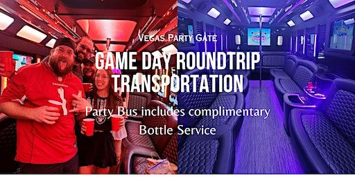 ALLEGIANT STADIUM GAME DAY TRANSPORTATION ONLY WITH BOTTLE SERVICE | PLANET HOLLYWOOD MAIN VALET LEFT  TO BUS PICK UP AREA