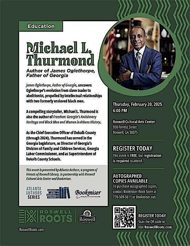 Atlanta Authors & Roswell Roots Present Michael L. Thurmond Feb 20 @ 6 pm | Roswell Cultural Arts Center